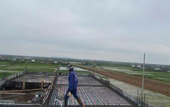 Cập Nhật Tiến Độ Thi Công Đổ Bê Tông Mái Lầu 5 – Công Trình Nguyễn Thị Thư, Xã Vinh Quang, Huyện Tiên Lãng, TP. Hải Phòng