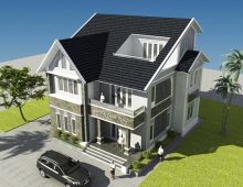 Mẫu thiết kế biệt thự 2 tầng đẹp hiện đại 15x20m