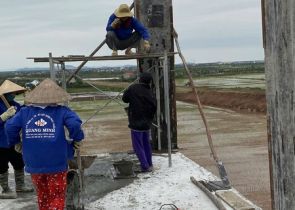 CẬP NHẬT TIẾN ĐỘ THI CÔNG ĐỔ BÊ TÔNG CỘT TẦNG 5 CÔNG TRÌNH NGUYỄN THỊ THƯ 